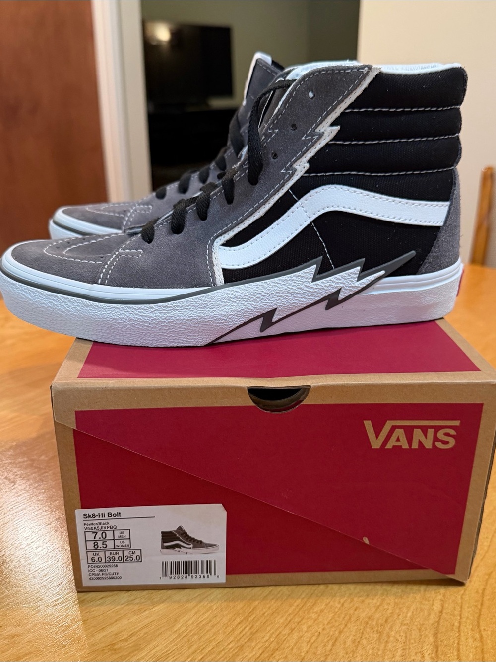 Vans Sk8-Hi Bolt High-Top Sneakers in Gray, Black, and White